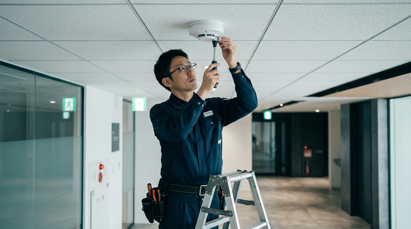 大阪府で消防設備点検（機器点検・総合点検）を行う有資格者のイメージ